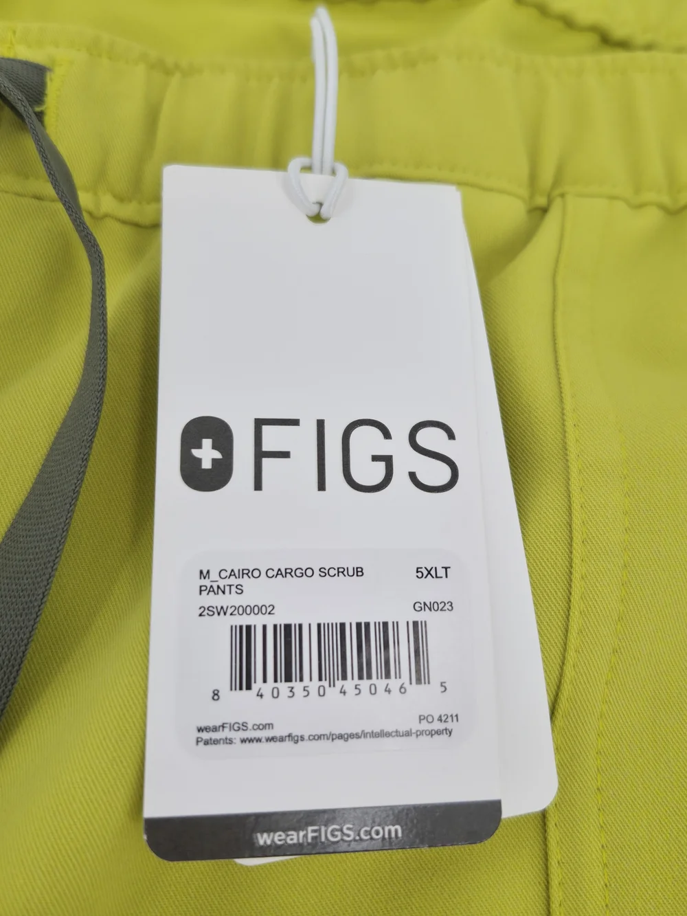 Figs Cairo Cargo Scrub Pants Neon Gray Drawstring 5XLT Straight Leg